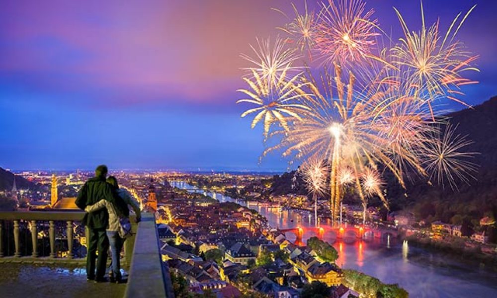 Silvester Feuerwerk über Heidelberg